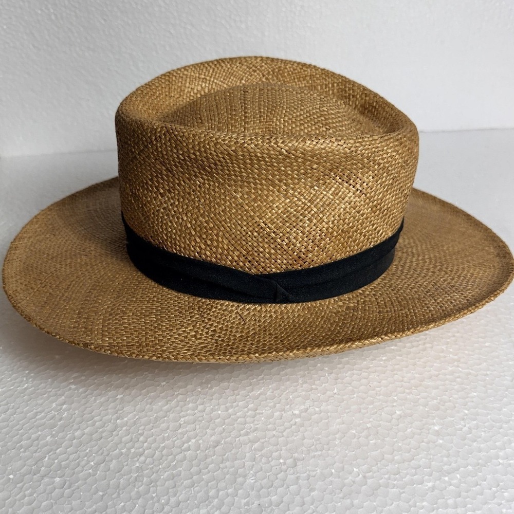 Stetson Hat Panama Fitted Mens Large Beige Straw Summer Beach Travel Resort - Picture 2 of 9